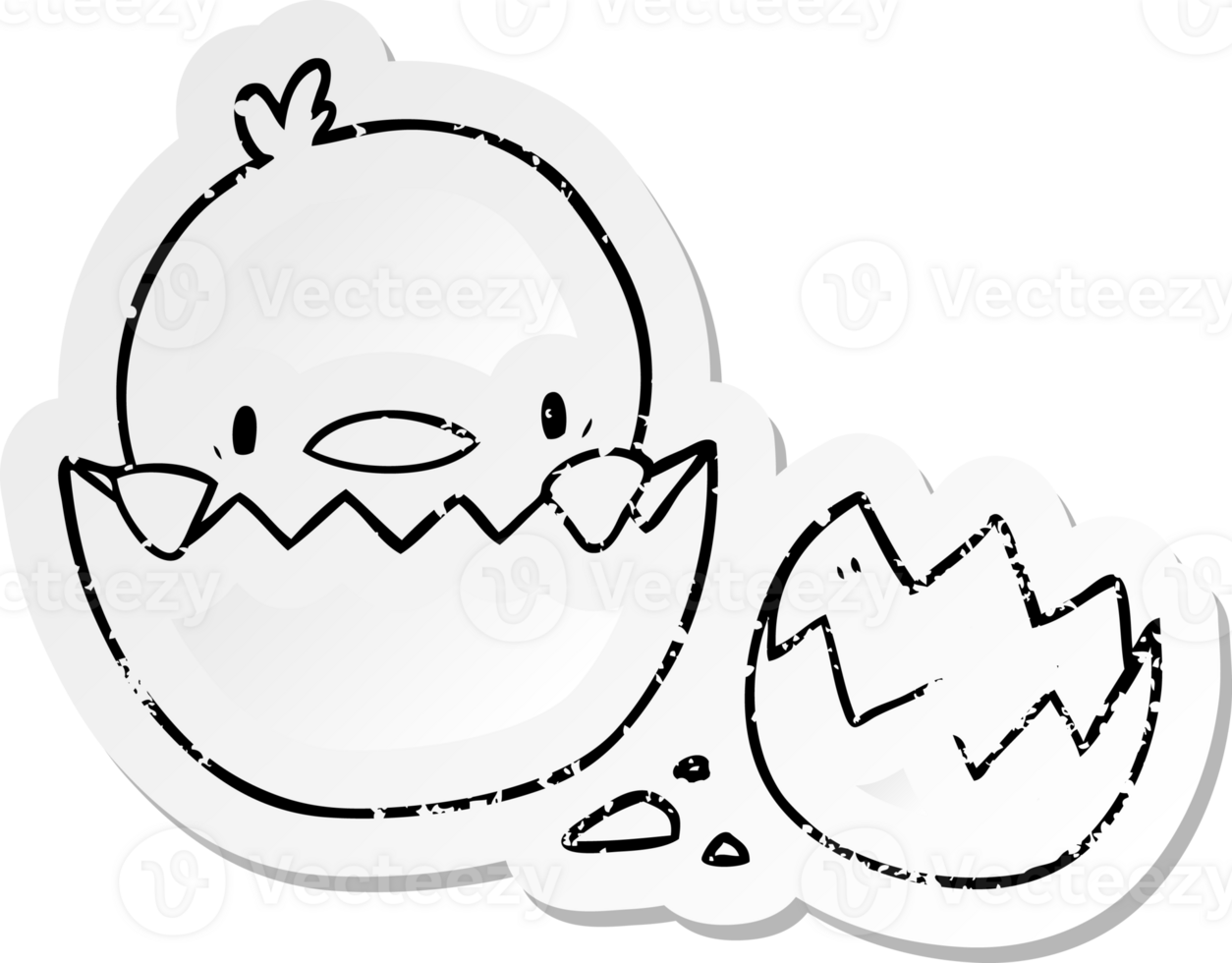 distressed sticker of a cartoon chick png