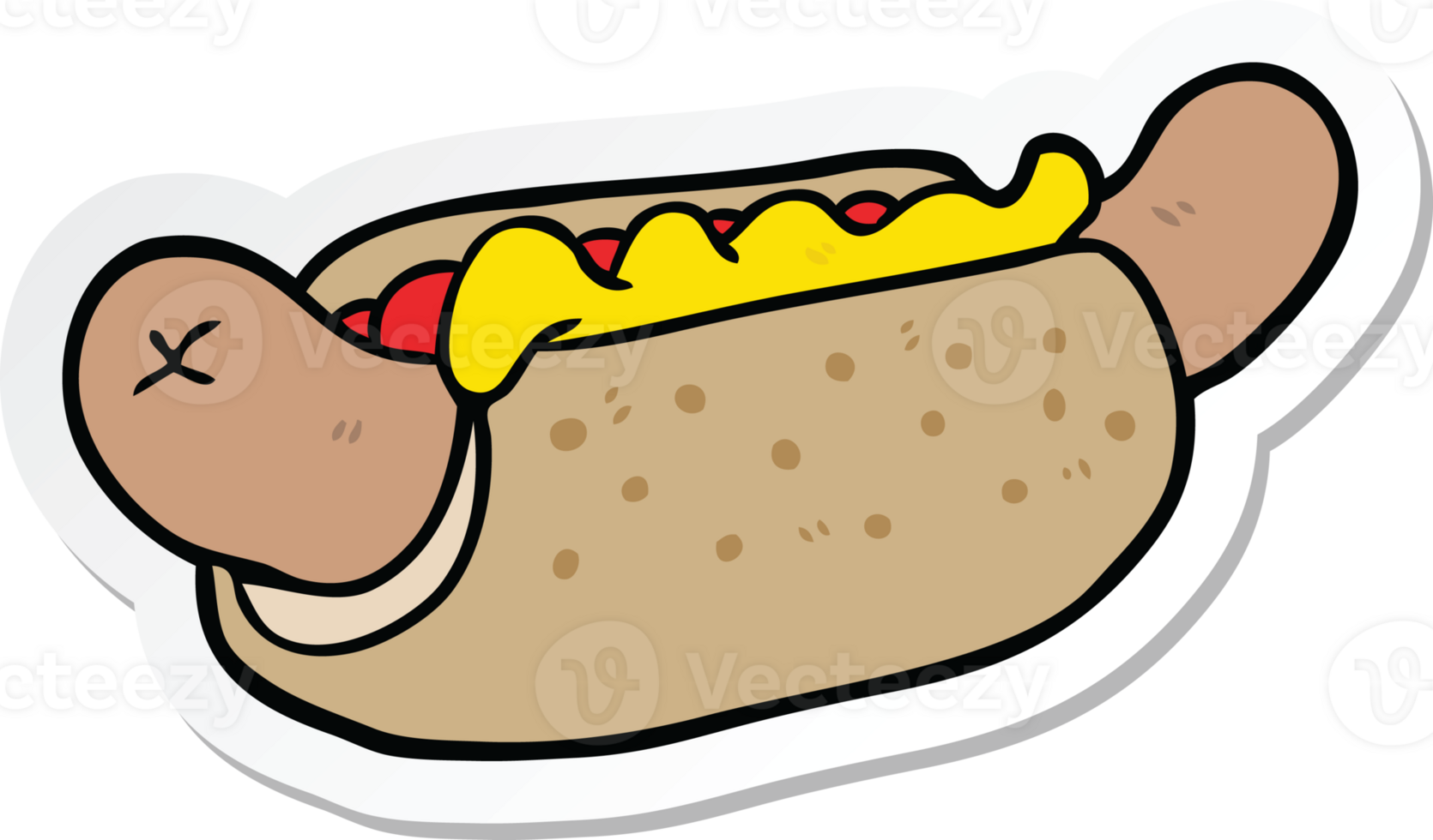 sticker of a cartoon hot dog png