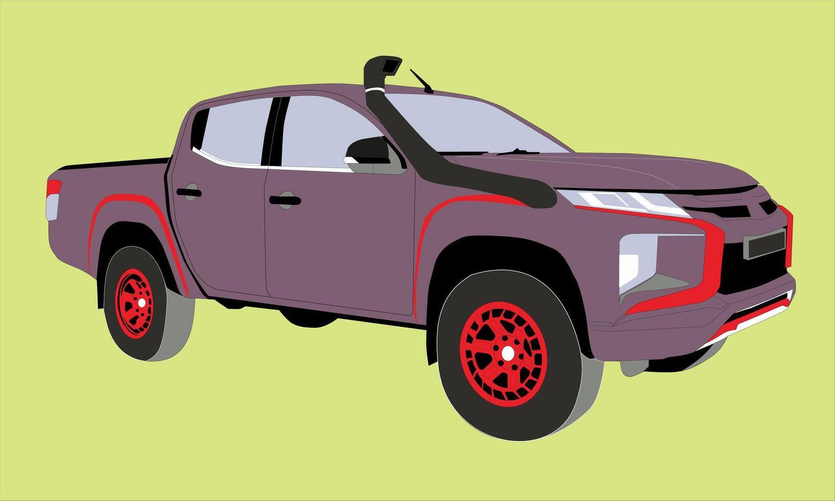 illustration of a black double cabin car with a green background vector