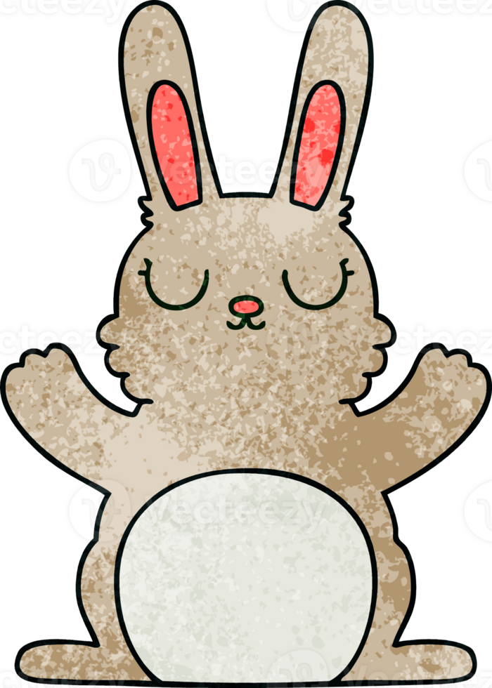 hand drawn quirky cartoon rabbit png