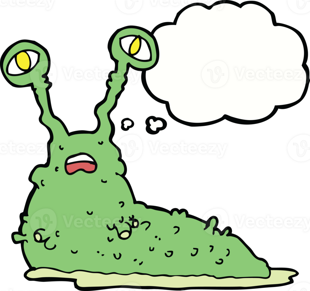 cartoon gross slug with thought bubble png