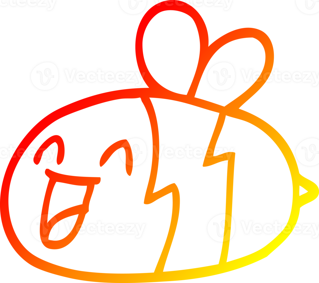 warm gradient line drawing of a cartoon bee png