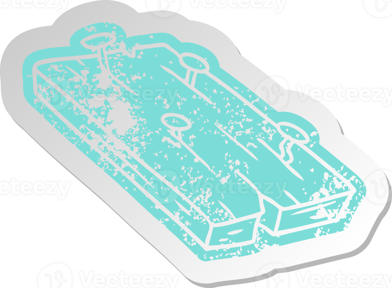 distressed old cartoon sticker of nails in a board png
