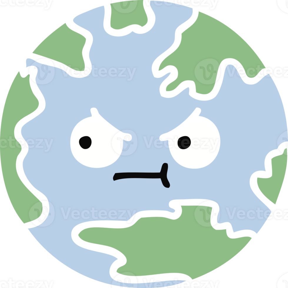 flat color retro cartoon of a planet earth png