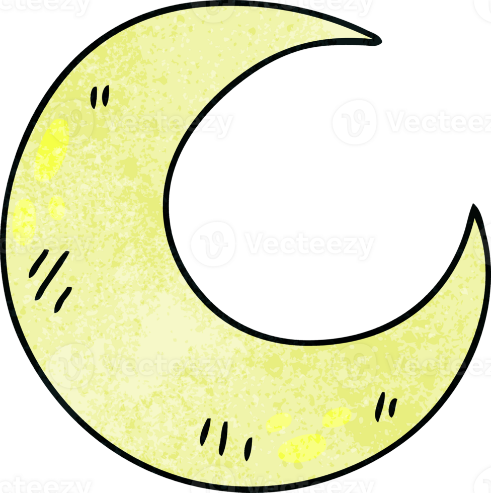 hand drawn quirky cartoon crescent moon png