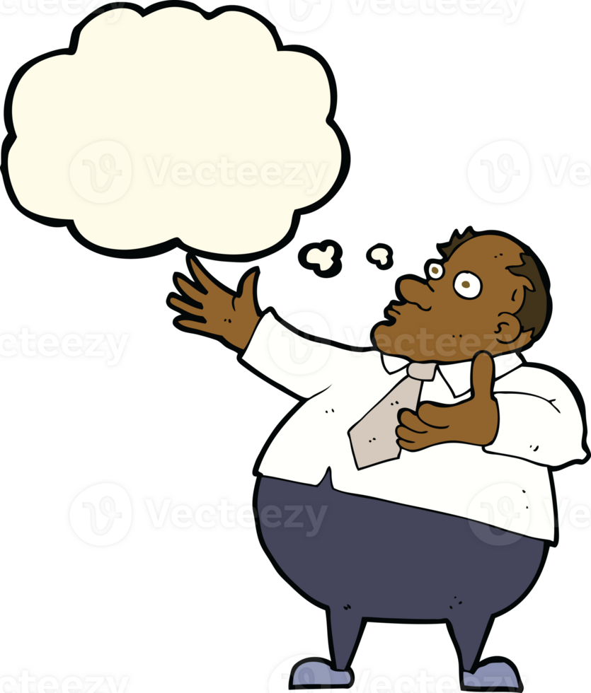 cartoon exasperated middle aged man with thought bubble png