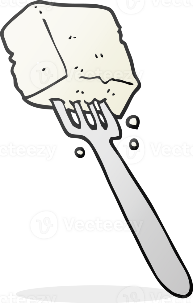 hand drawn cartoon tofu on fork png