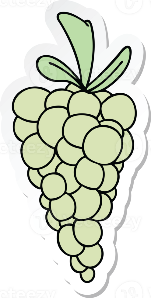 sticker of a quirky hand drawn cartoon bunch of grapes png