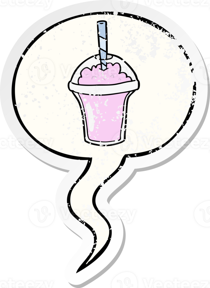 cartoon smoothie with speech bubble distressed distressed old sticker png