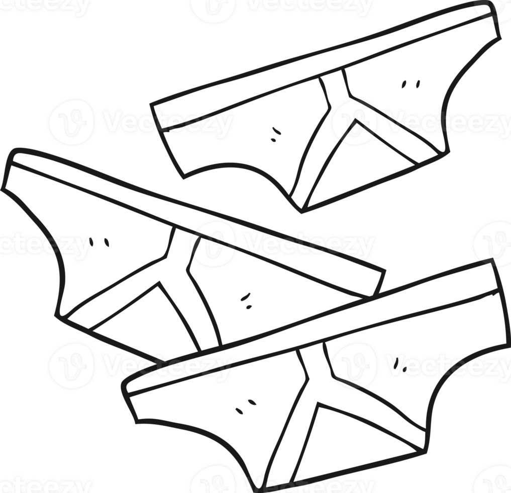 hand drawn black and white cartoon underpants png