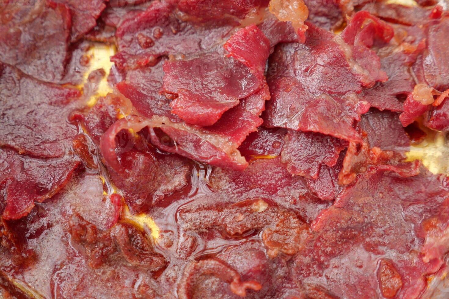 turkish meat pasturma on a a plate , dried meat on a plate photo