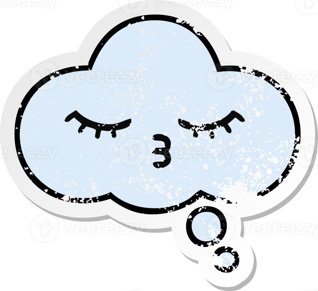 distressed sticker of a cute cartoon thought bubble png