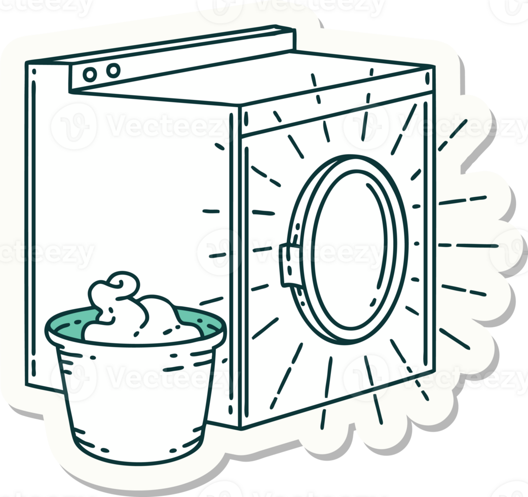 sticker of a tattoo style washing machine png