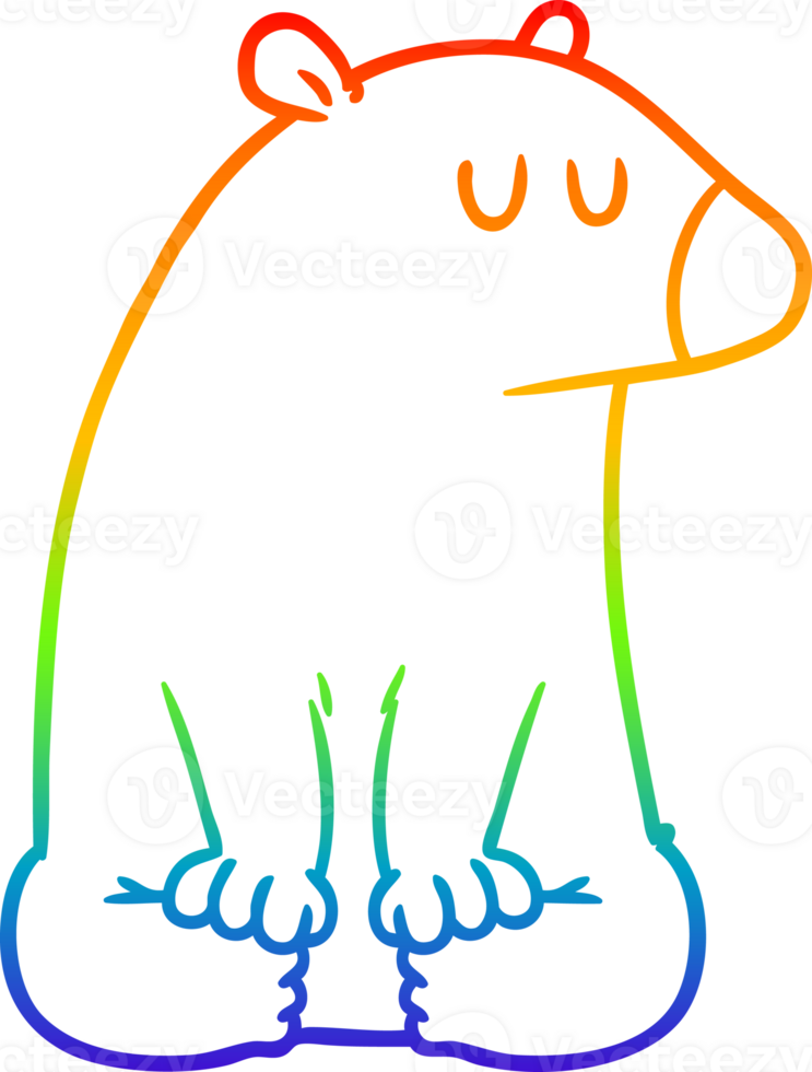 rainbow gradient line drawing of a cartoon bear png