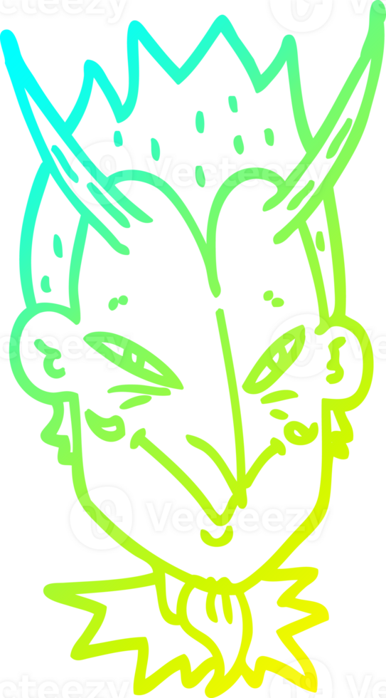 cold gradient line drawing of a cartoon devil face png