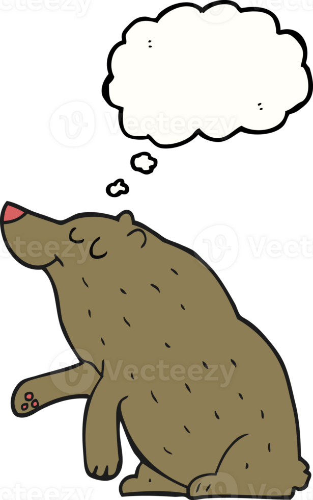 hand drawn thought bubble cartoon bear png