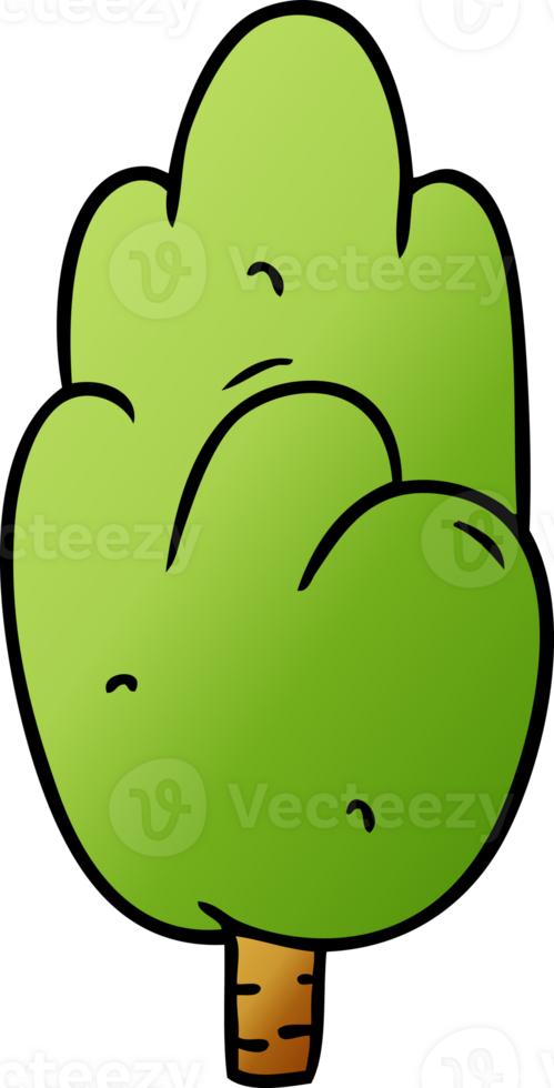 hand drawn gradient cartoon doodle single green tree png