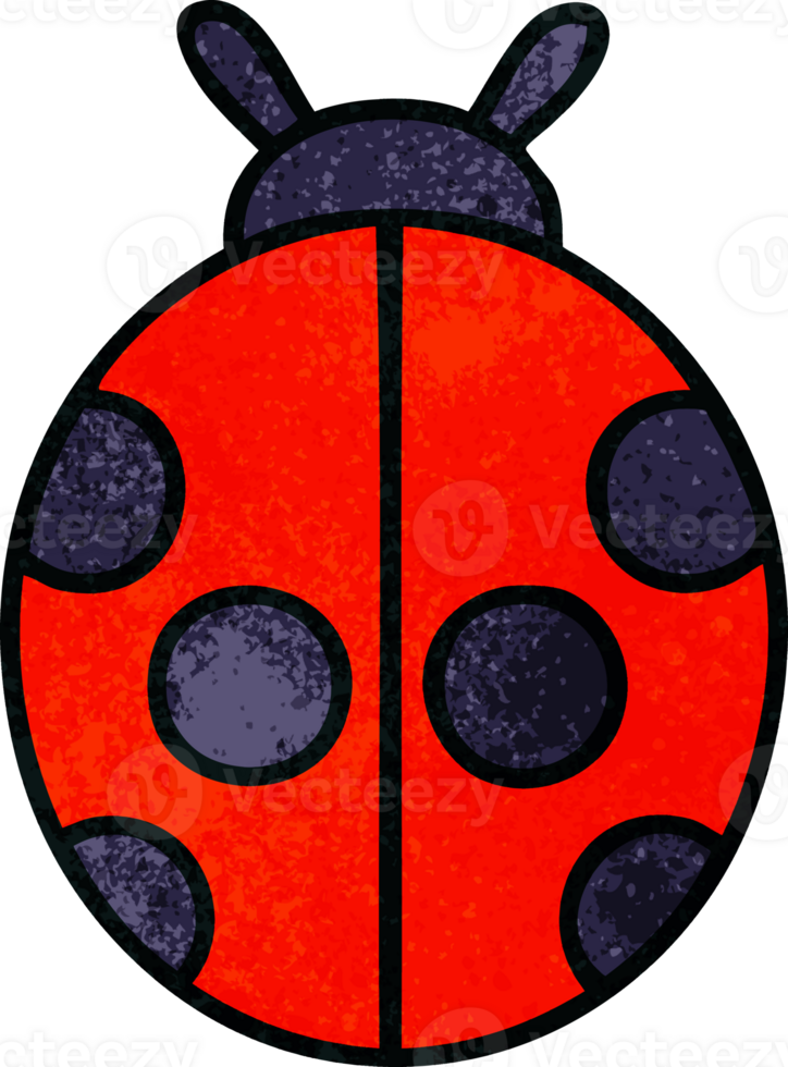 retro grunge texture cartoon of a lady bug png