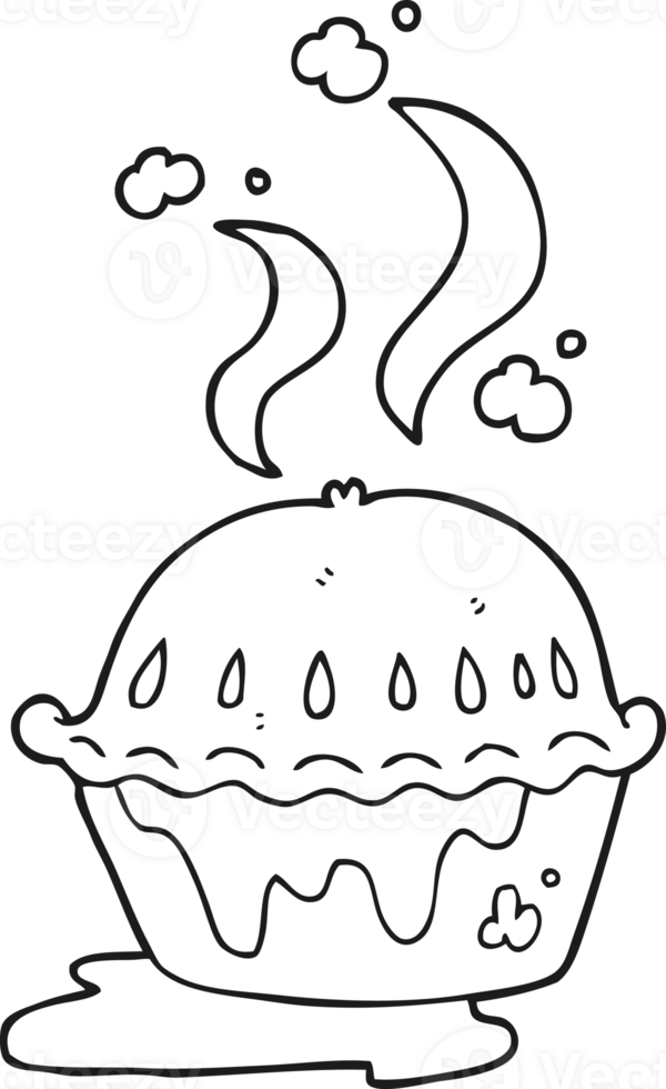 hand drawn black and white cartoon hot pie png