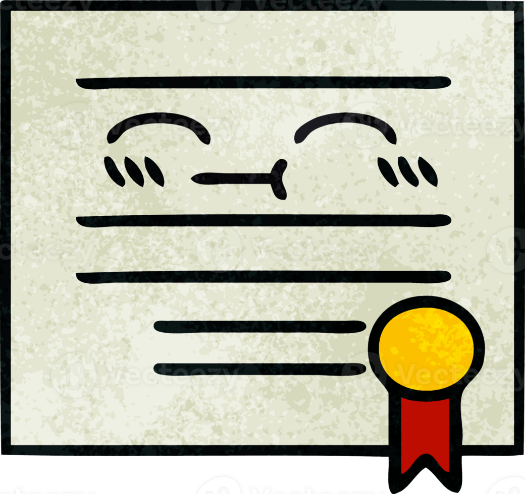 retro grunge texture cartoon of a graduation diploma png