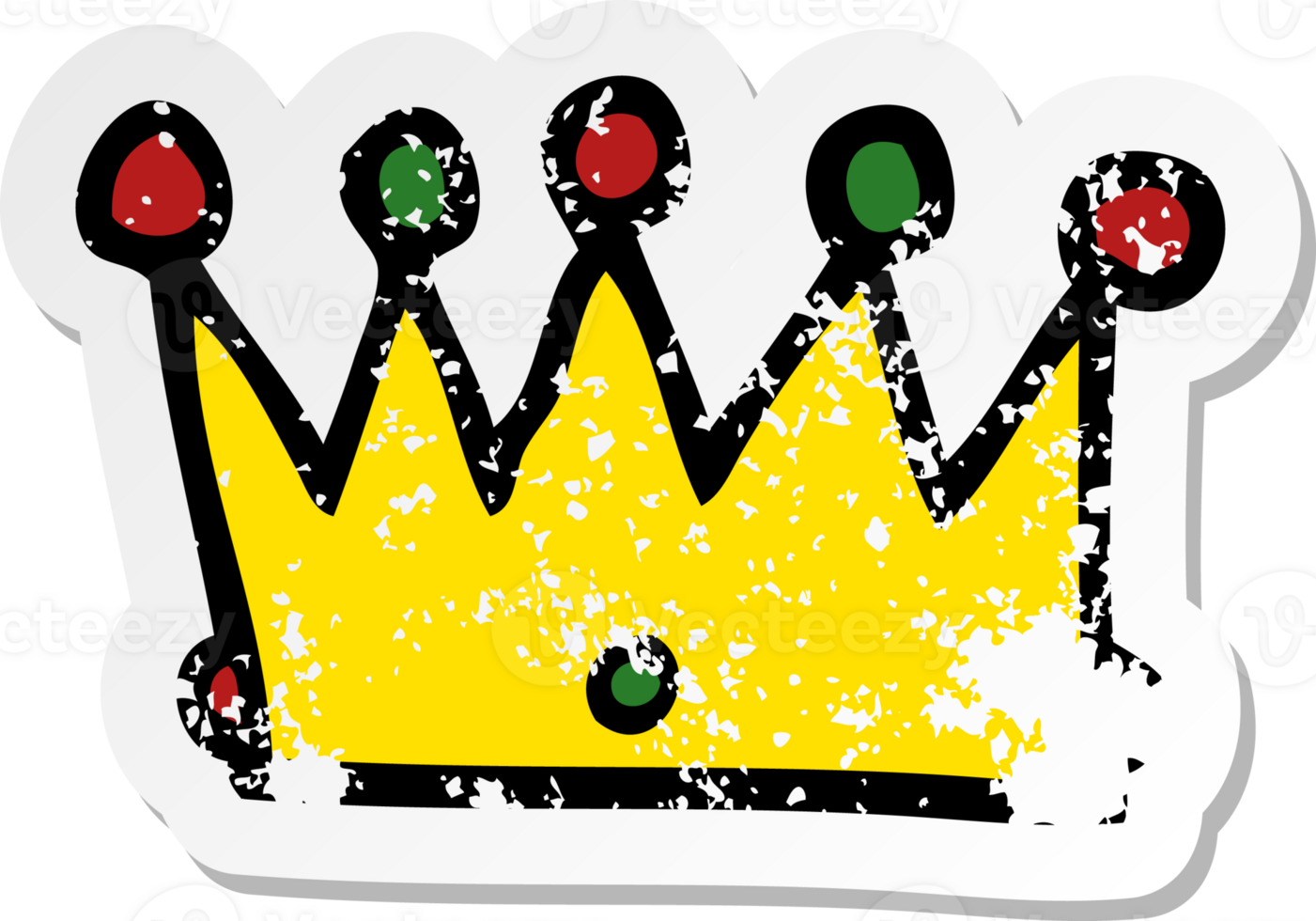 distressed sticker of a cartoon crown png