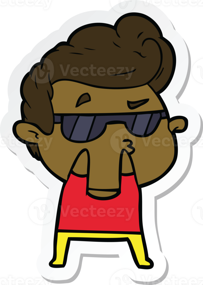 sticker of a cartoon cool guy png