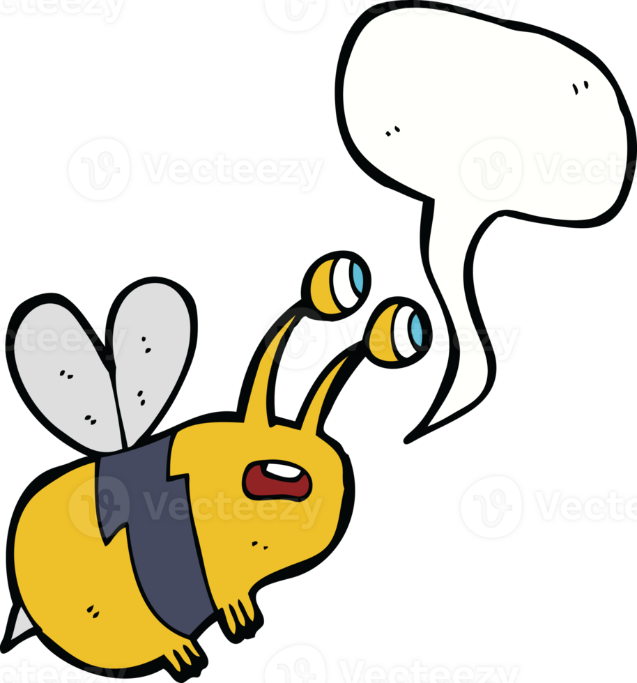 cartoon frightened bee with speech bubble png