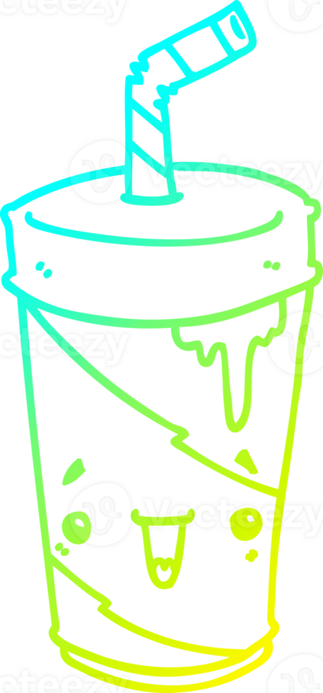 cold gradient line drawing of a cartoon soda cup png
