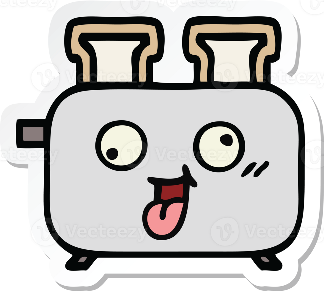 sticker of a cute cartoon of a toaster png