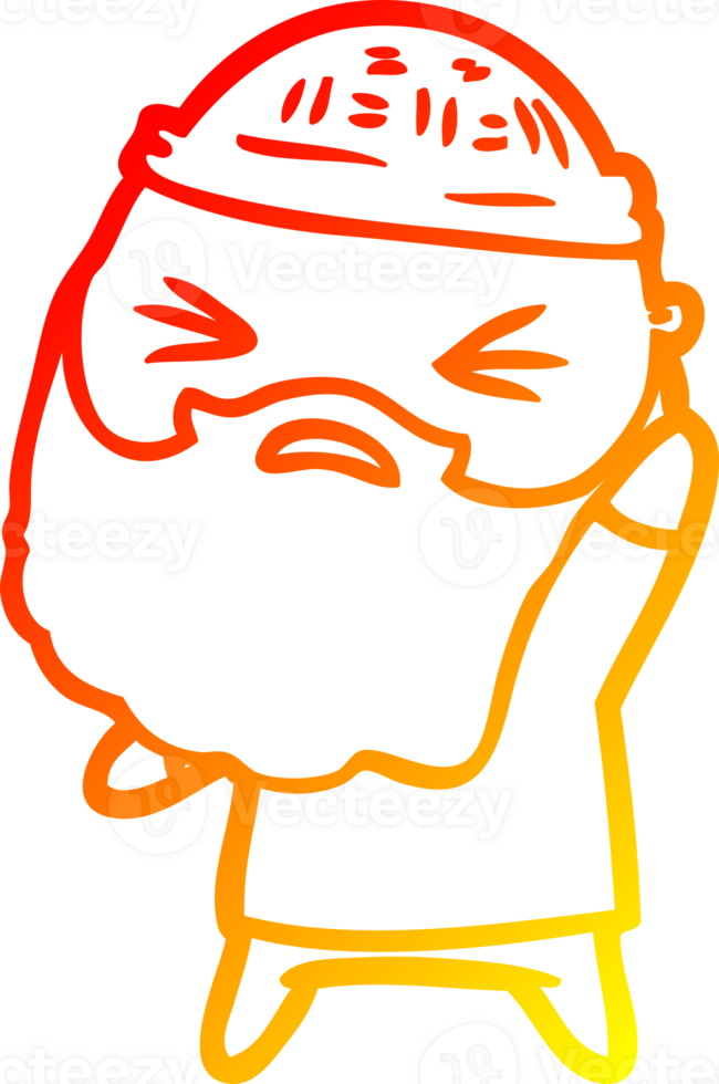 warm gradient line drawing of a cartoon man with beard png