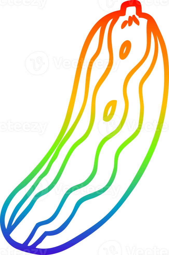 rainbow gradient line drawing of a cartoon cucumber plant png