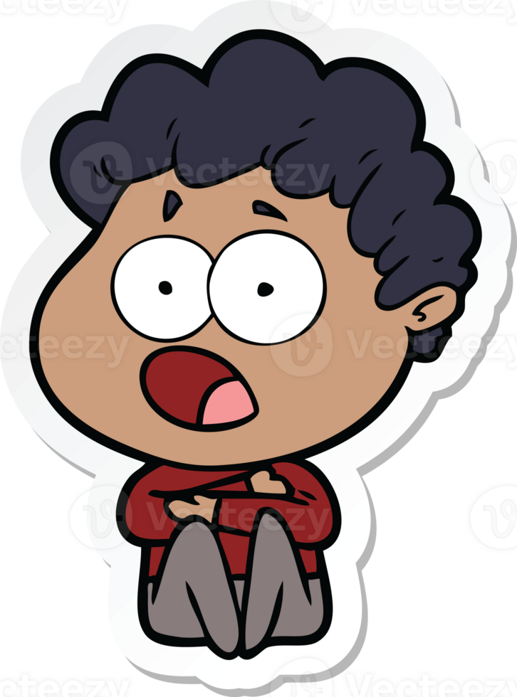 sticker of a cartoon man gasping in surprise png