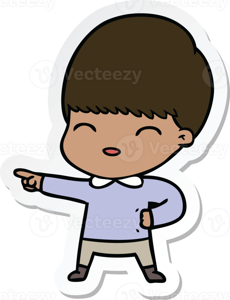 sticker of a happy cartoon boy png