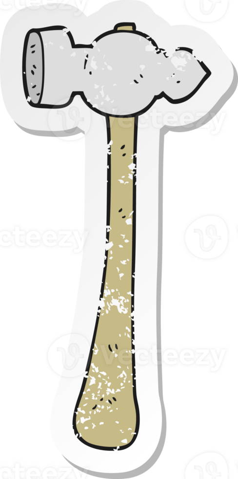 retro distressed sticker of a cartoon hammer png