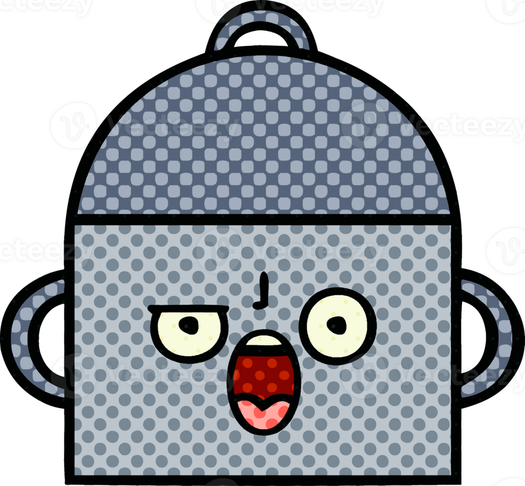comic book style cartoon of a cooking pot png