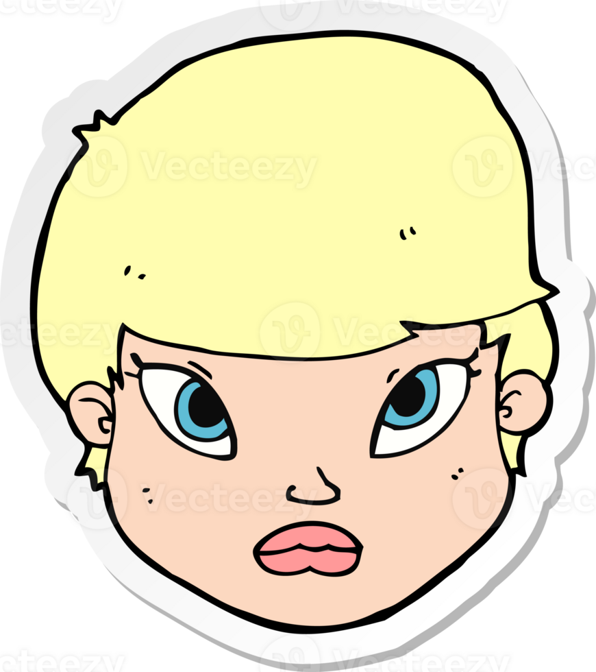 sticker of a cartoon serious face png