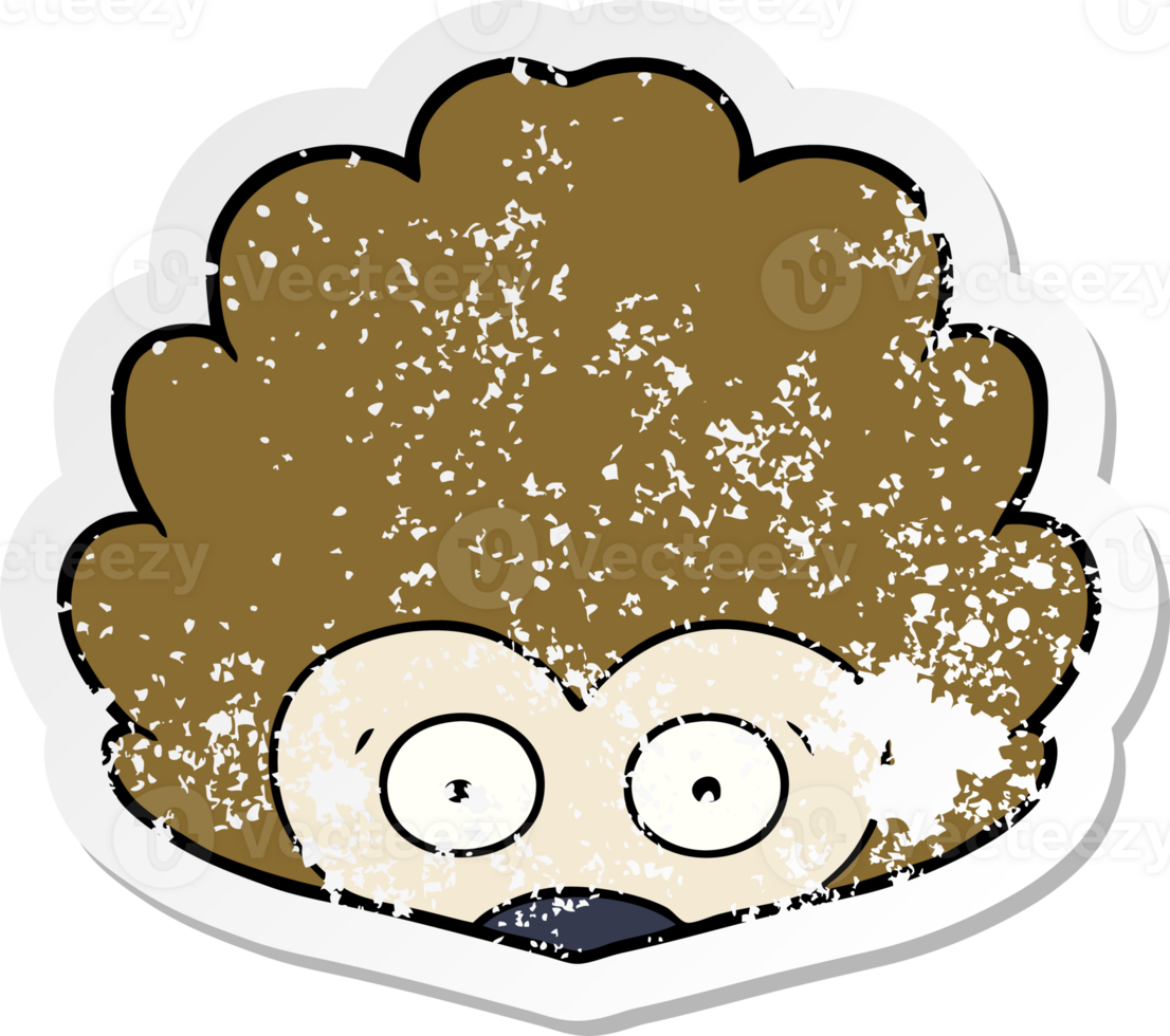 distressed sticker of a cartoon hedgehog png