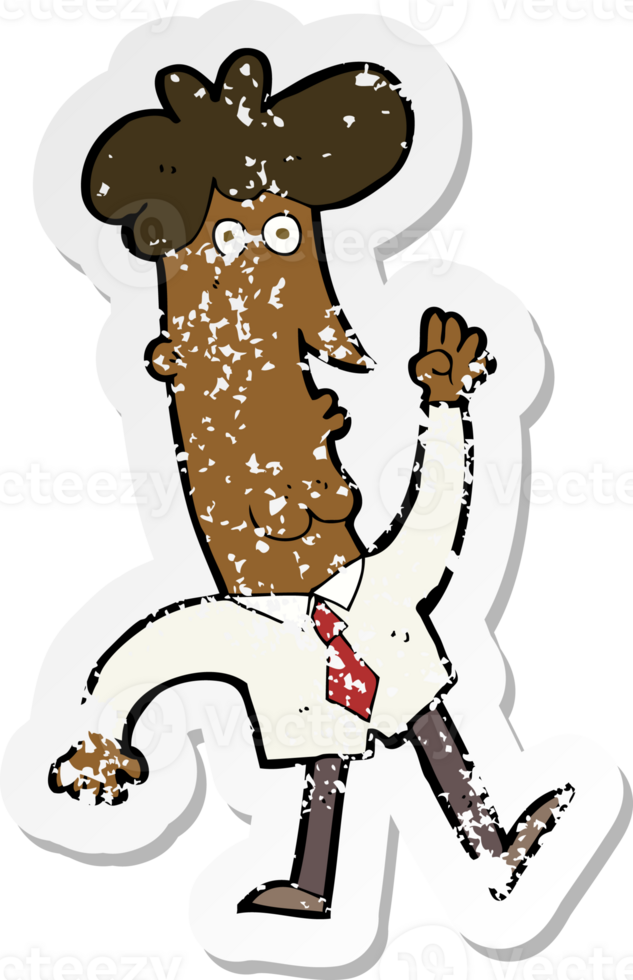 retro distressed sticker of a cartoon office man png