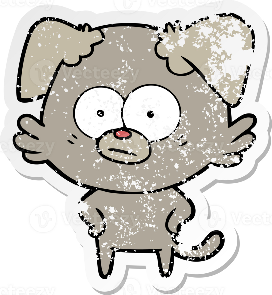 distressed sticker of a nervous dog cartoon png