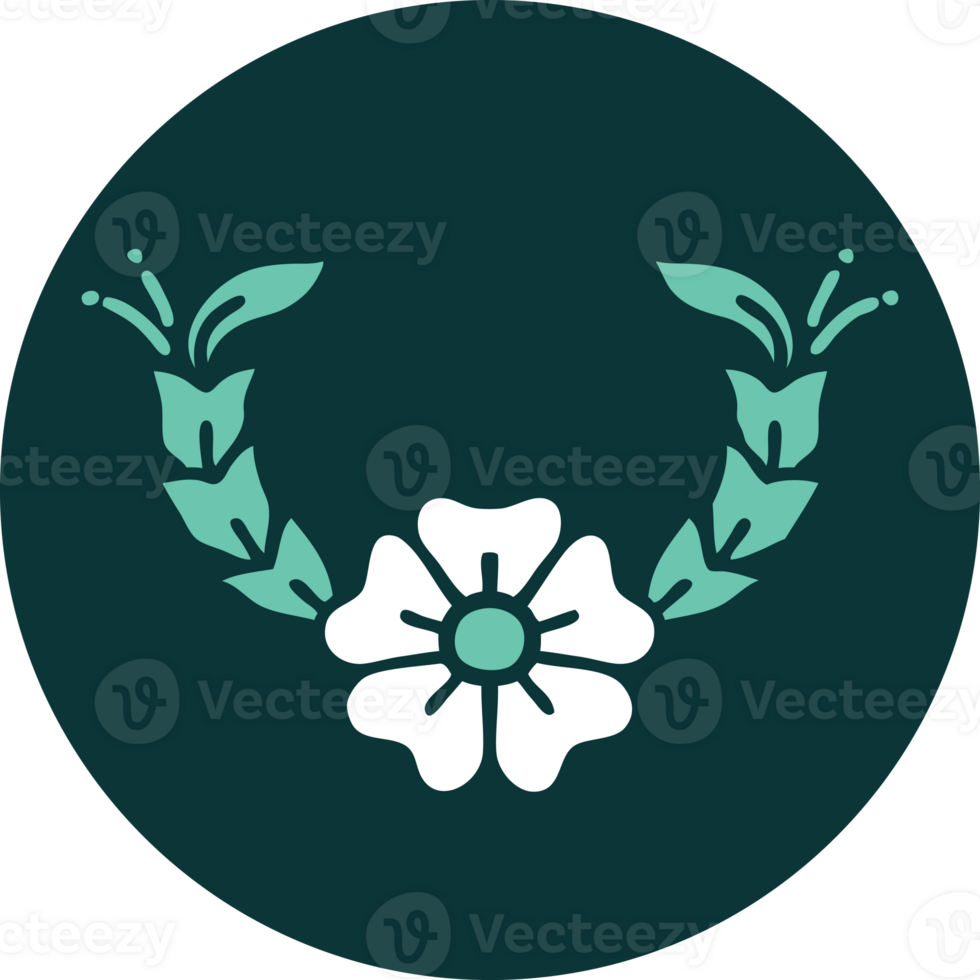 iconic tattoo style image of a decorative flower png