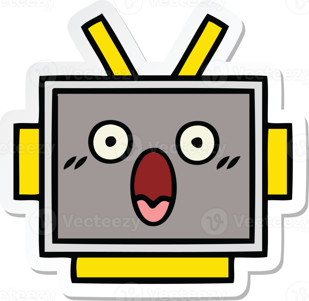 sticker of a cute cartoon robot head png