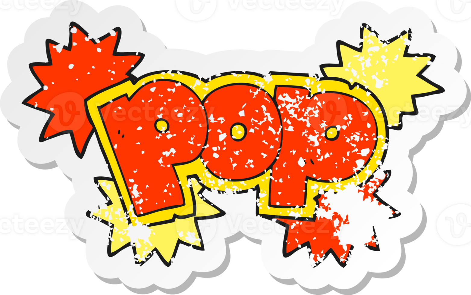 retro distressed sticker of a cartoon pop explosion symbol png
