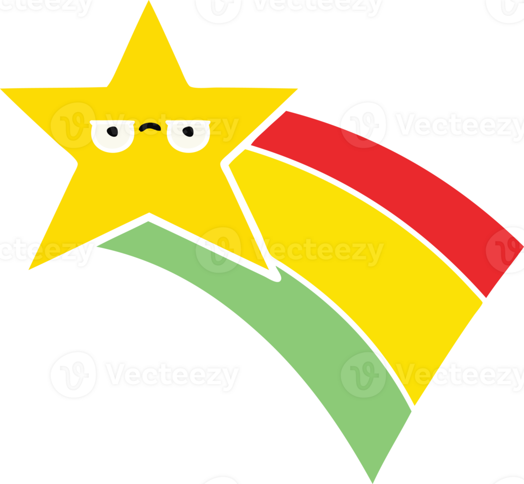 flat color retro cartoon of a shooting rainbow star png