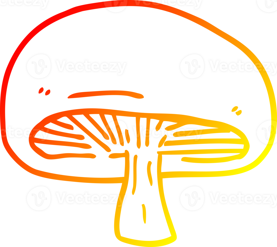 warm gradient line drawing of a cartoon mushroom png
