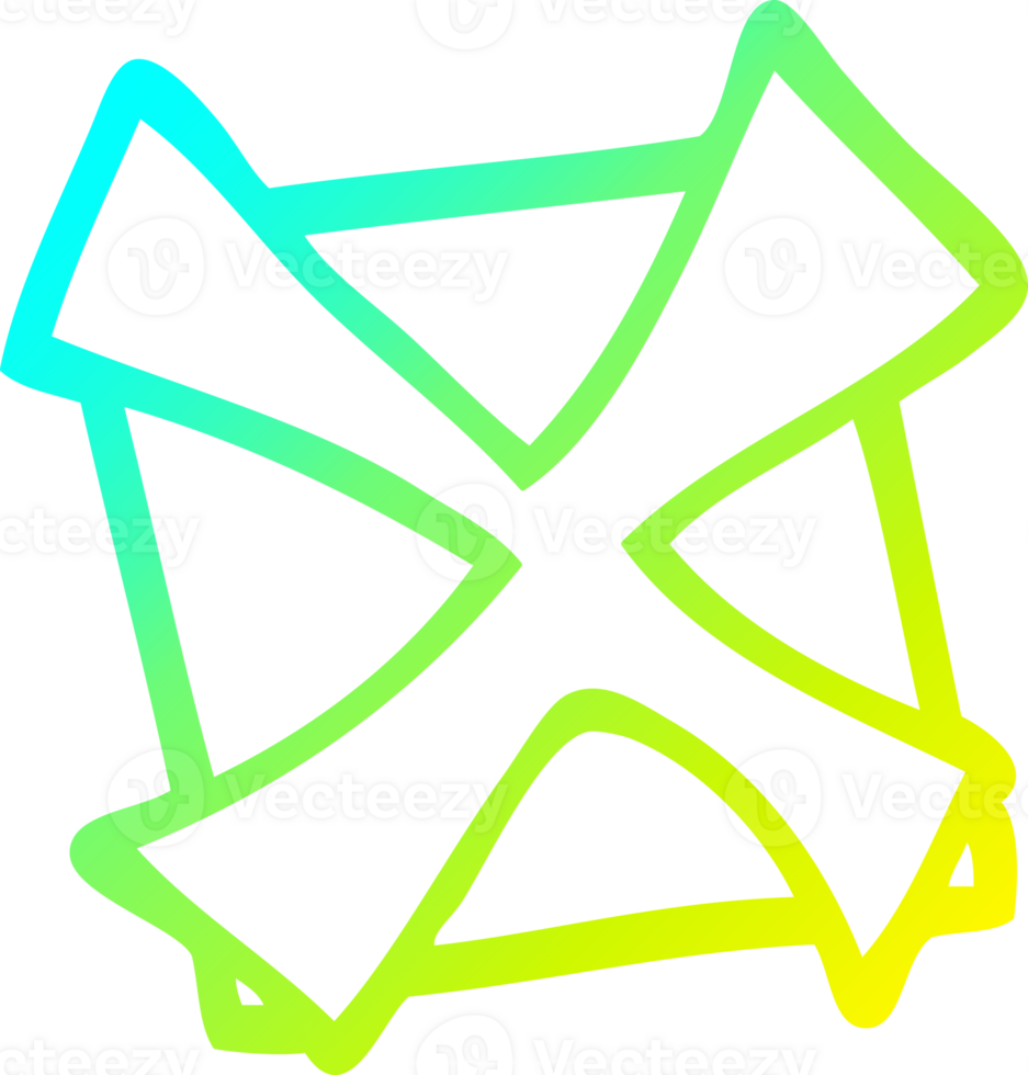 cold gradient line drawing of a cartoon cross mark png
