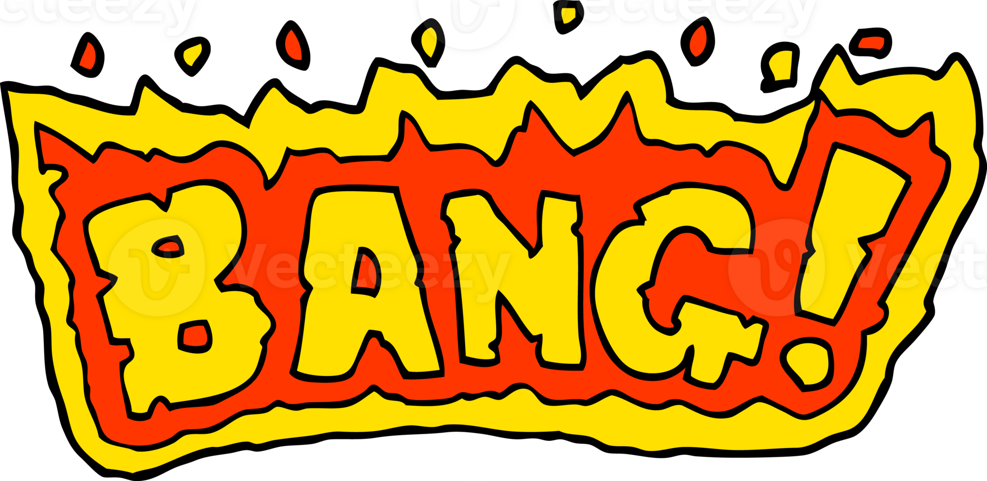 cartoon doodle word bang png