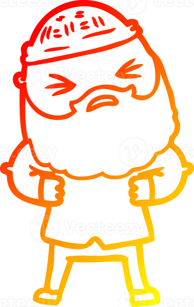caloroso gradiente linha desenhando do uma desenho animado homem com barba png