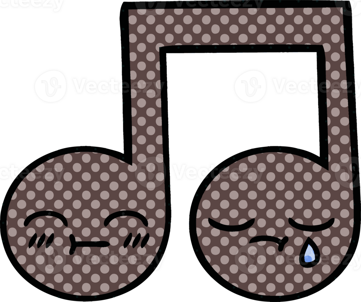 comic book style cartoon of a musical note png