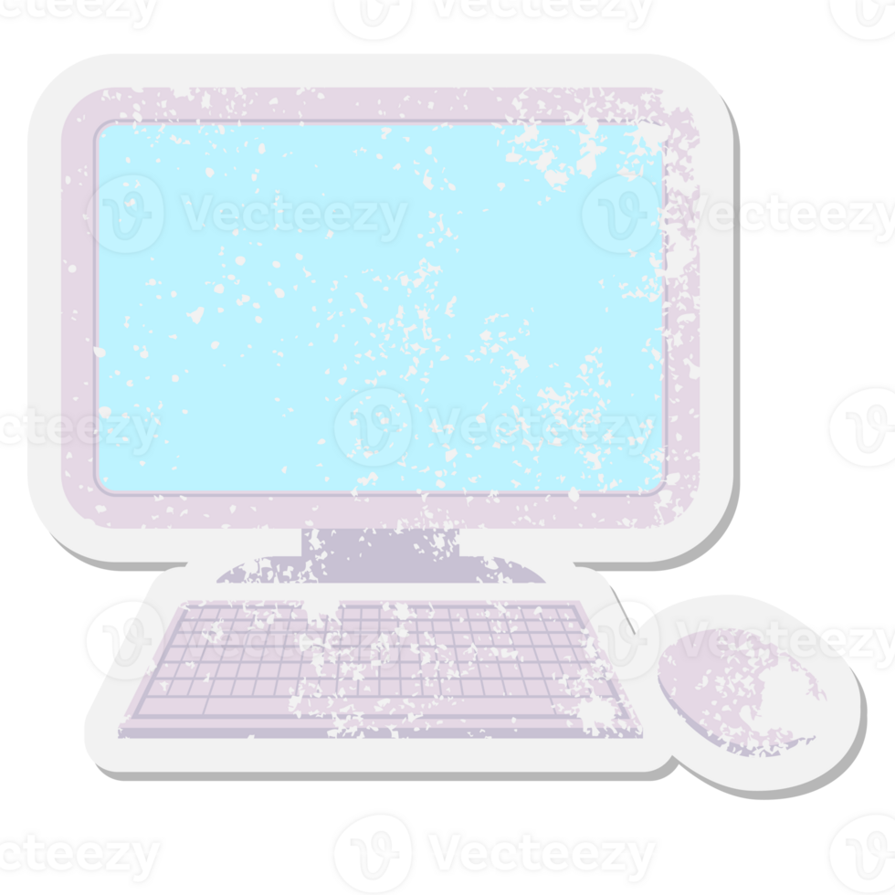 computer with wireless mouse and keyboard grunge sticker png