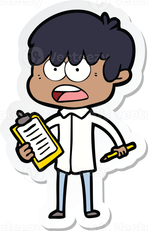 sticker of a worried cartoon boy png